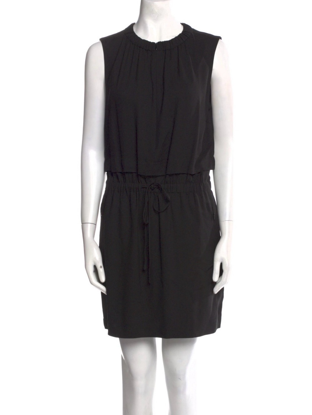 A.L.C. Sleeveless Black Drawstring Waist Mini Dress